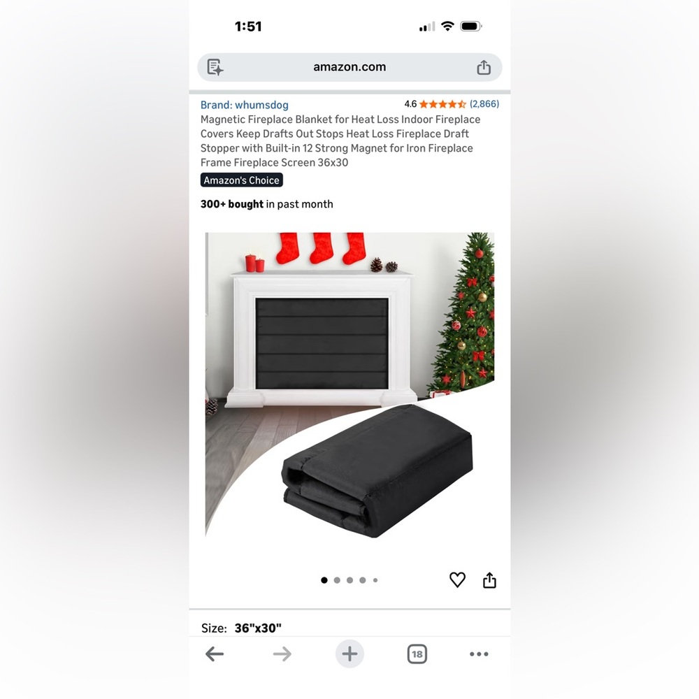 Black Draft Stopper for Fireplace